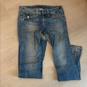 True Religion Women's Straight Leg Blue Jeans